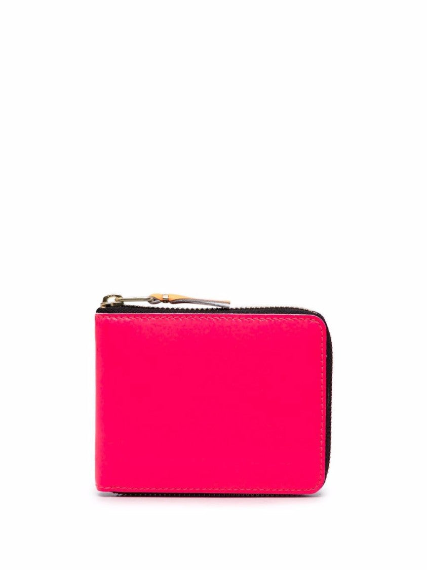 Comme Des Garçons Compact Goat Leather Wallet With Vibrant Interior