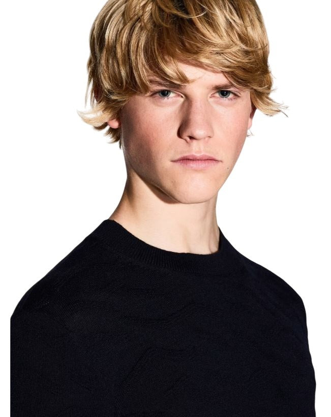 Armani Exchange Textured Knit Sweater Ribbed Details