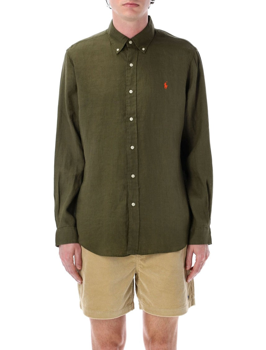 Polo Ralph Lauren Custom Fit Linen Shirt With Button-Down Collar