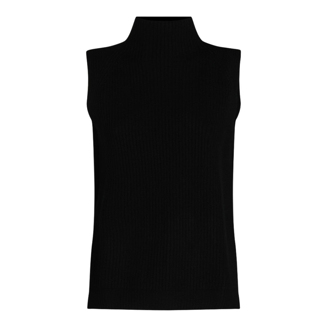 Kujiten Sleeveless Black Sweater With High Neckline