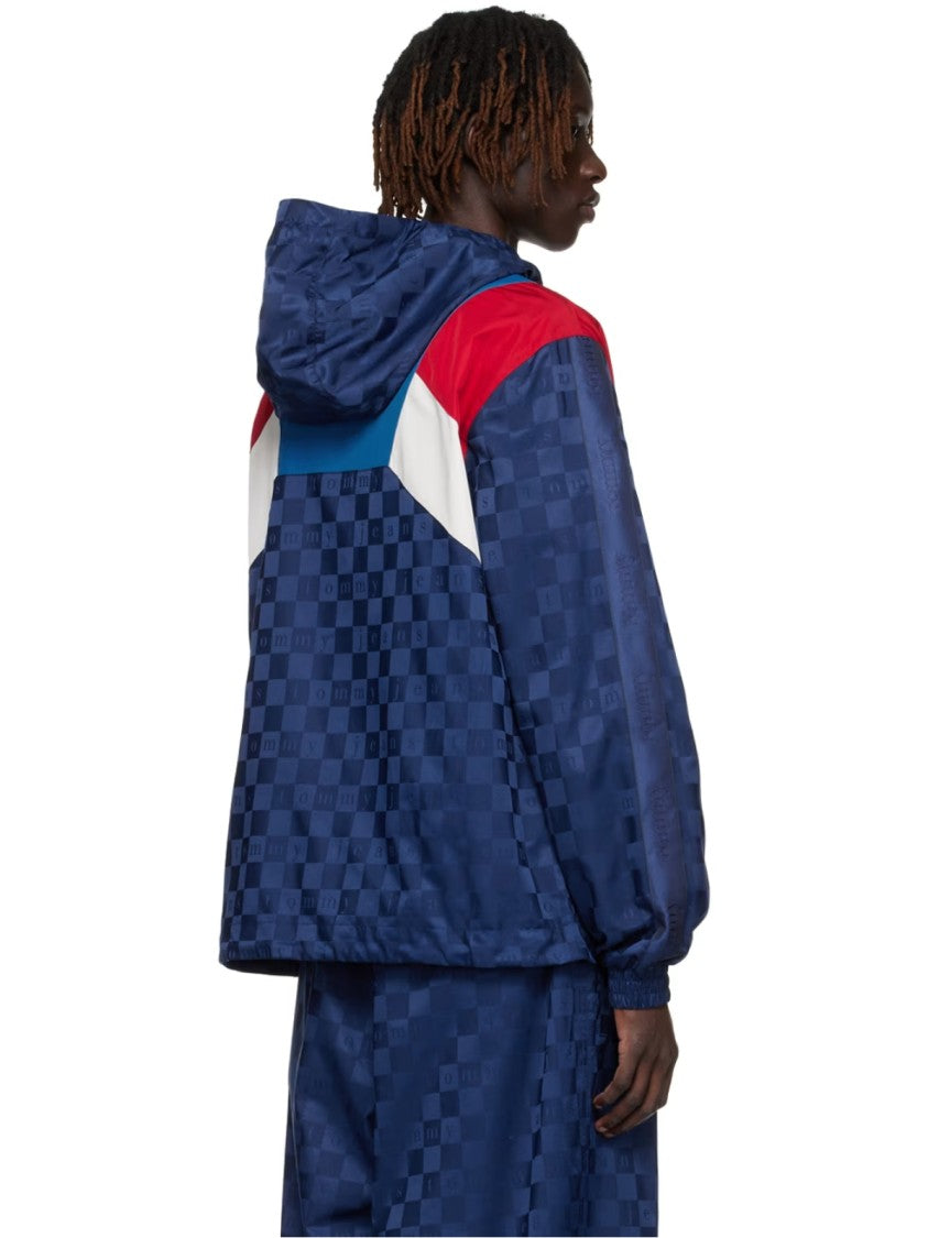 Tommy Hilfiger Checkerboard Colour-Blocked Hooded Track Jacket