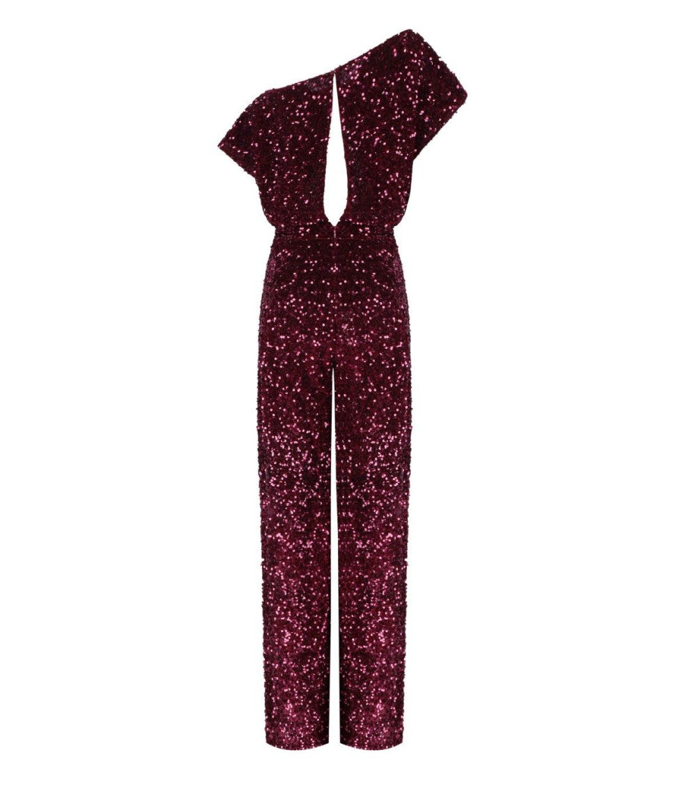 Elisabetta Franchi Rouge Noir Jumpsuit With Sequins