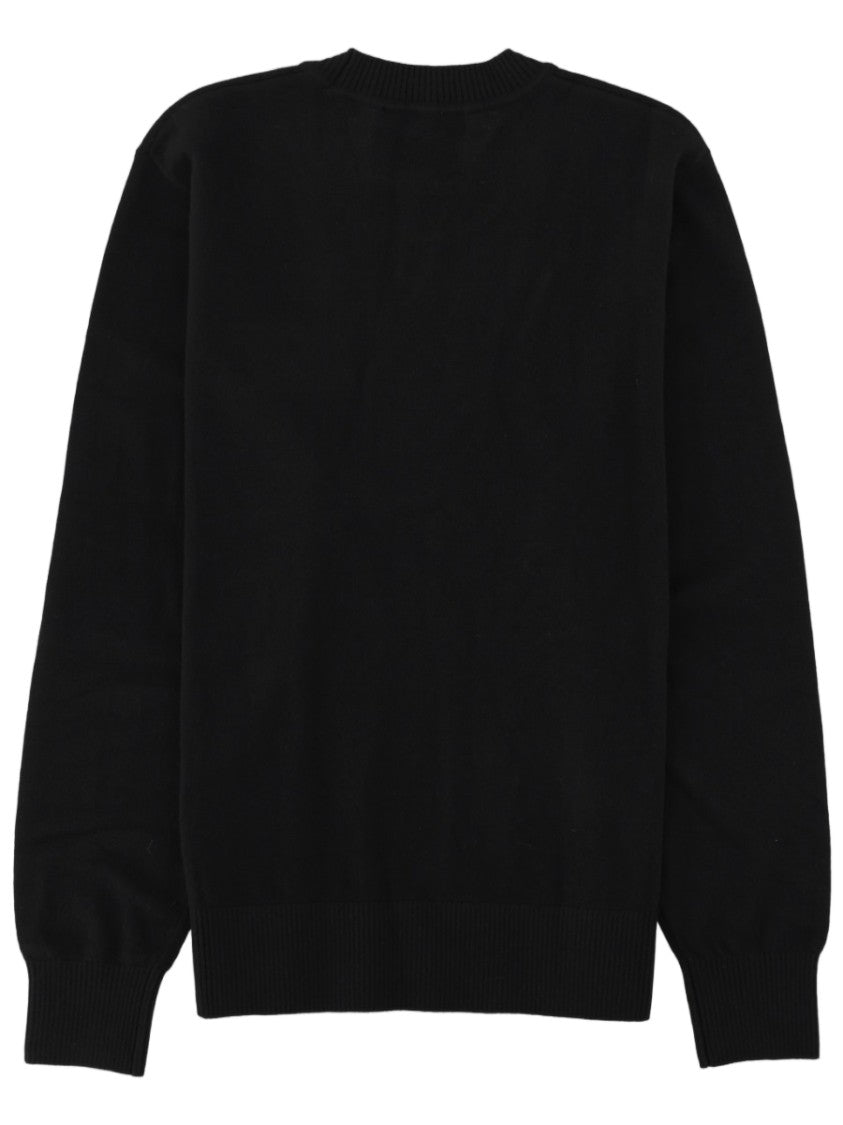 Versace Jeans Couture Black Knit Sweater With Logo Patch Detail