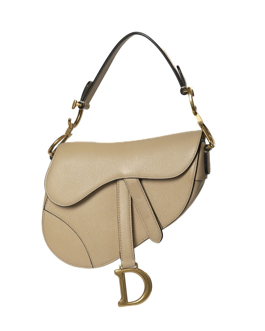 Dior Saddle Mini Cream Grained Leather Shoulder Bag
