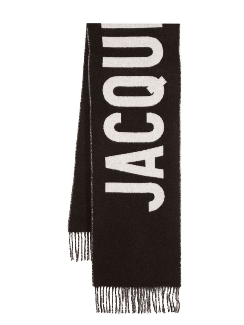 Jacquemus Long Rectangular Fringed Text Scarf