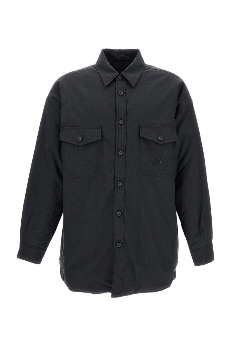 Mm6 By Maison Margiela Black Grey Cotton-Wool Reversible Overshirt