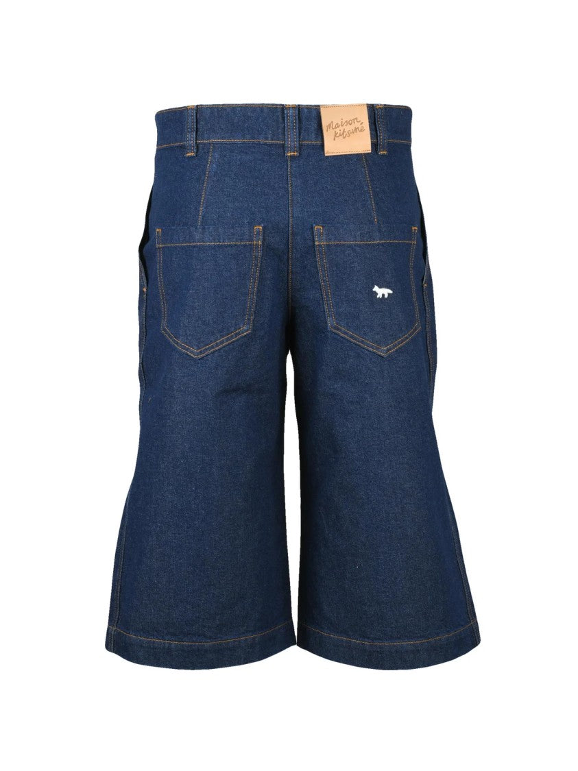Maison Kitsuné Blue Cotton Denim Shorts