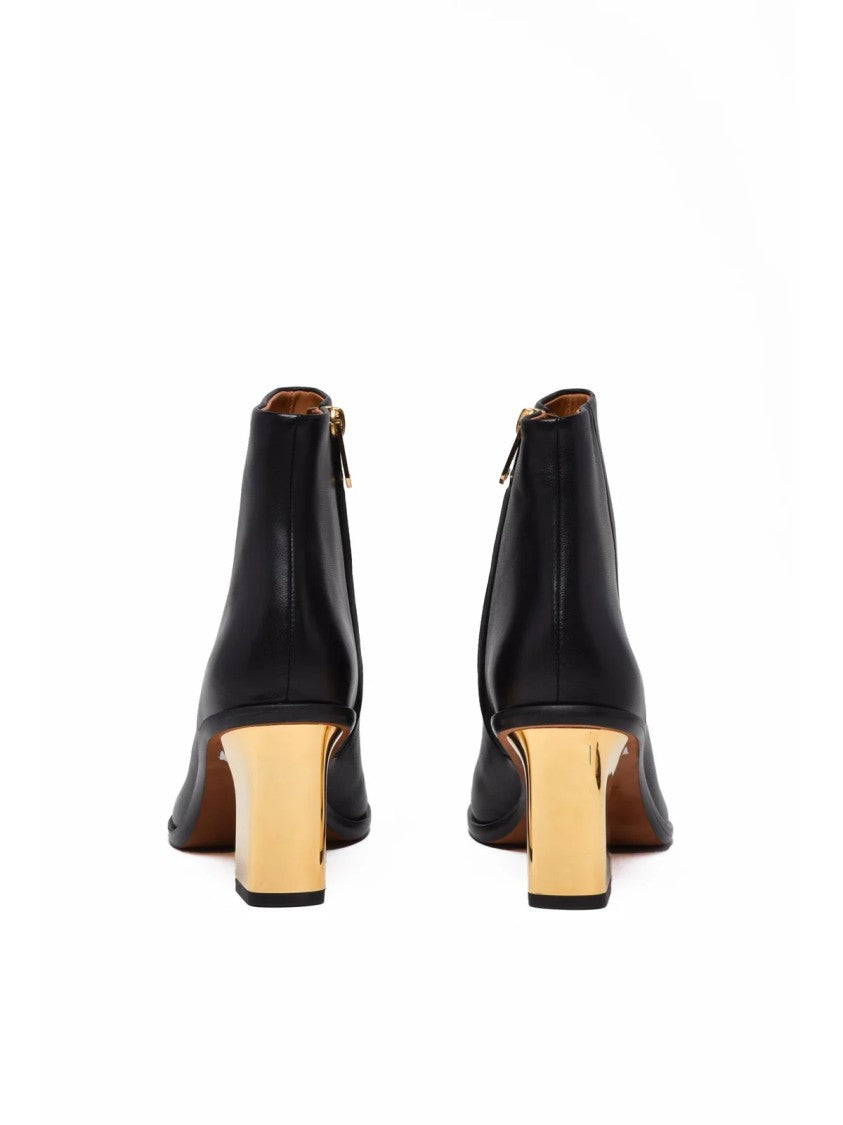 Chloé Black Leather Block-Heel Ankle Boots