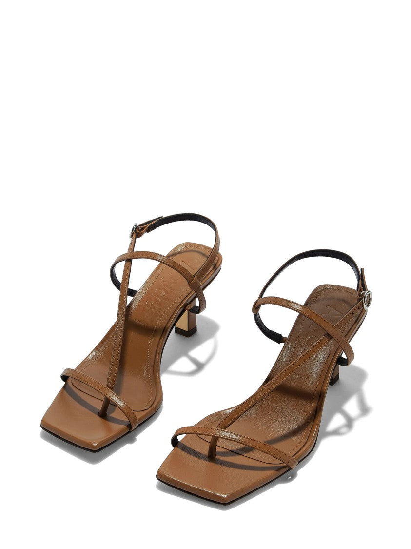 Aeydē Minimalist Brown Elise Nappa Sandals With Square Toe