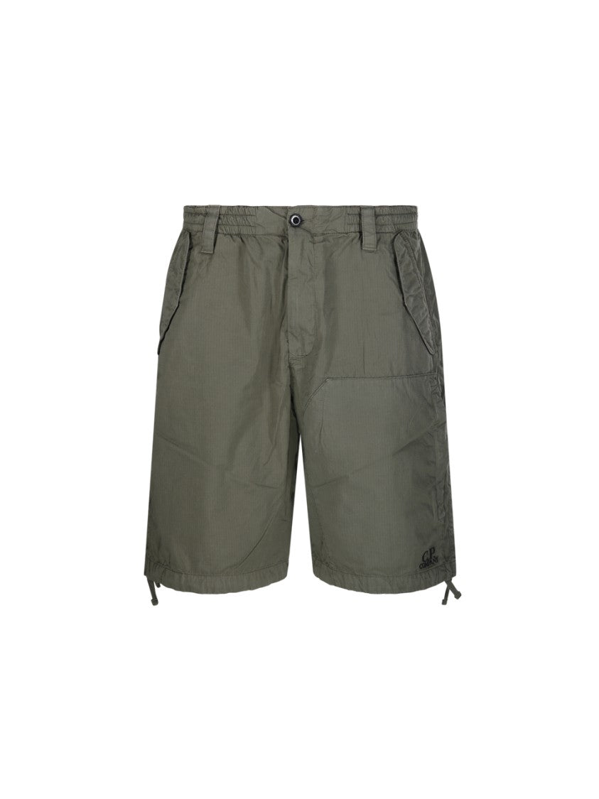 C.P. Company Mid-Thigh Length Green Shorts With Adjustable Drawstring