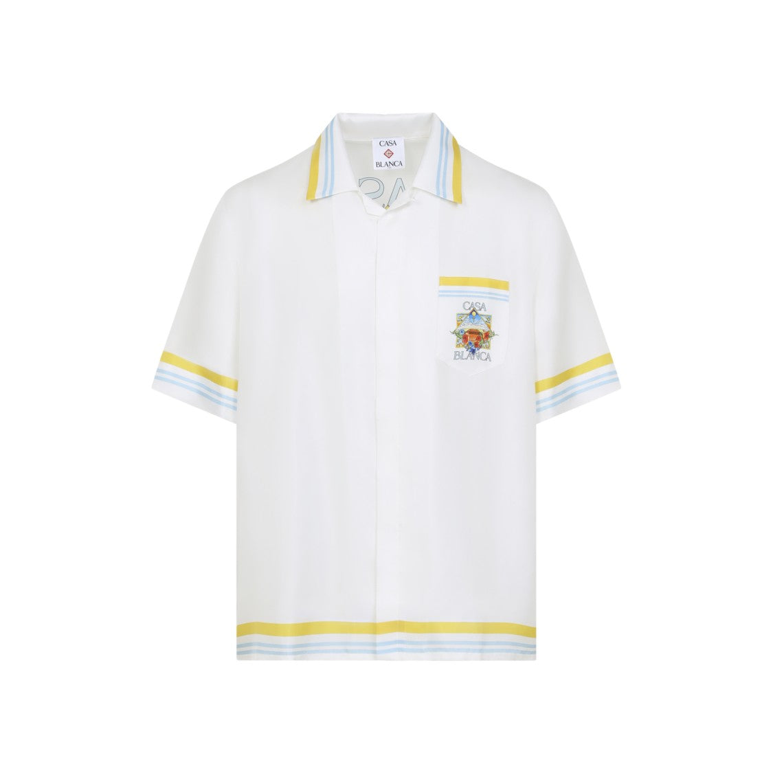 Casablanca Silk Casual Shirt With Floral Graphic And Striped Accents