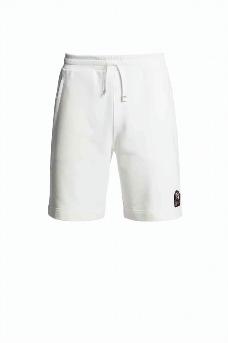 Parajumpers Minimalist White Shorts With Elastic Waistband And Patch Detail