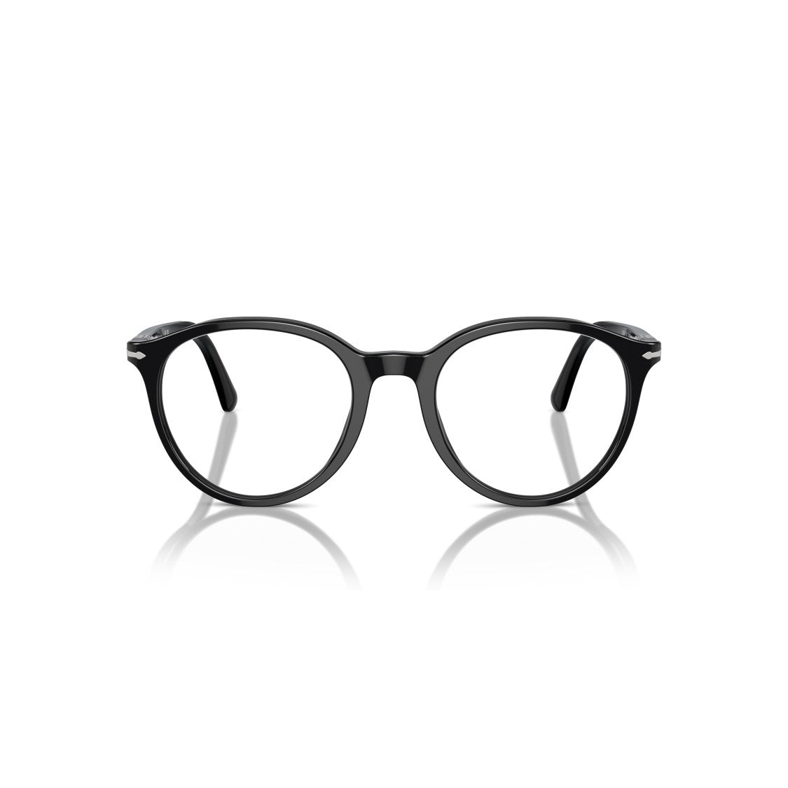 Persol 0Po3353v Round Frame Eyeglasses With Glossy Black Acetate