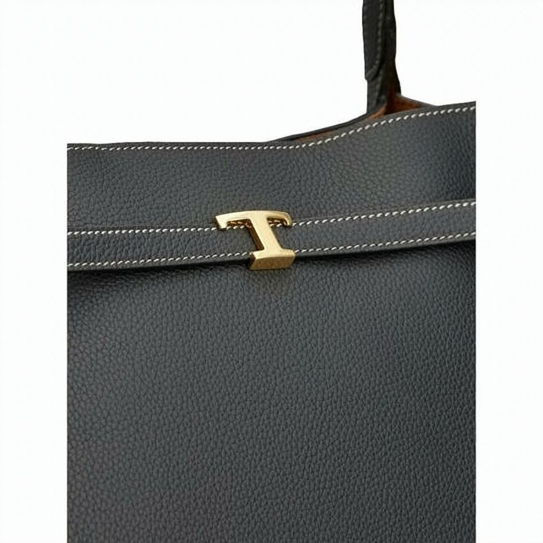 Tod's Trapezoidal Black Calf Leather Shoulder Bag