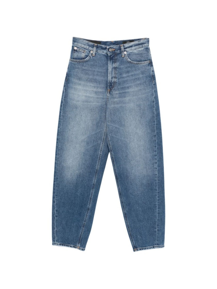 Dondup Blue Faded Cotton Seams Jeans