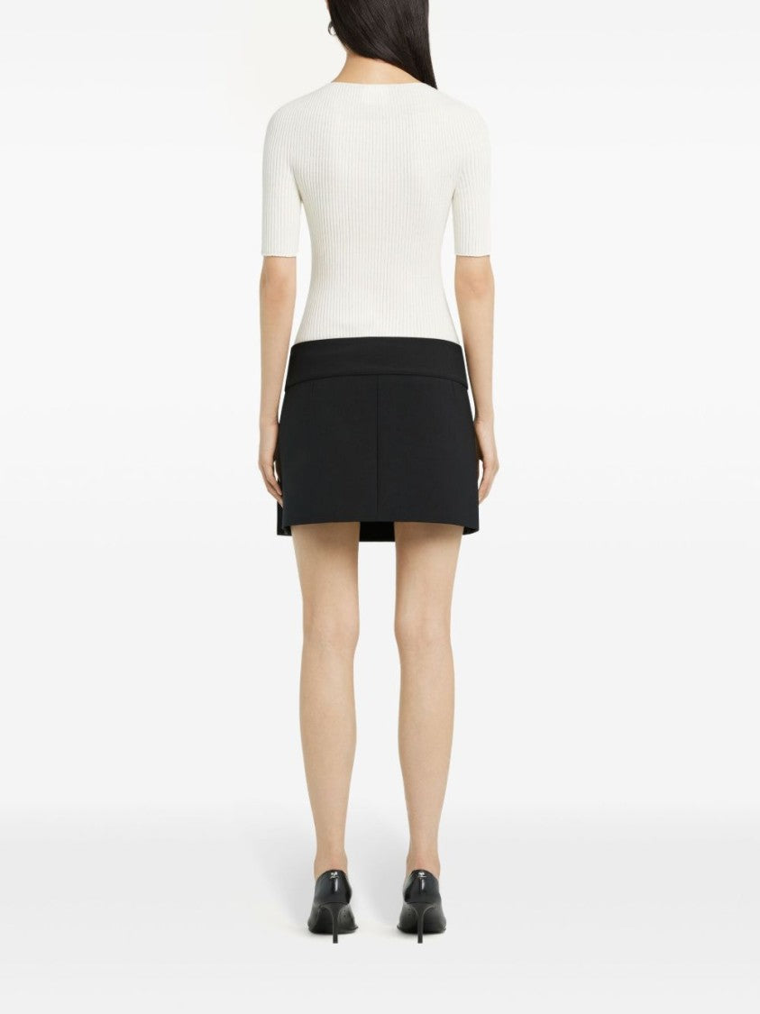 Courrèges White Embroidered Logo Round Neck Top