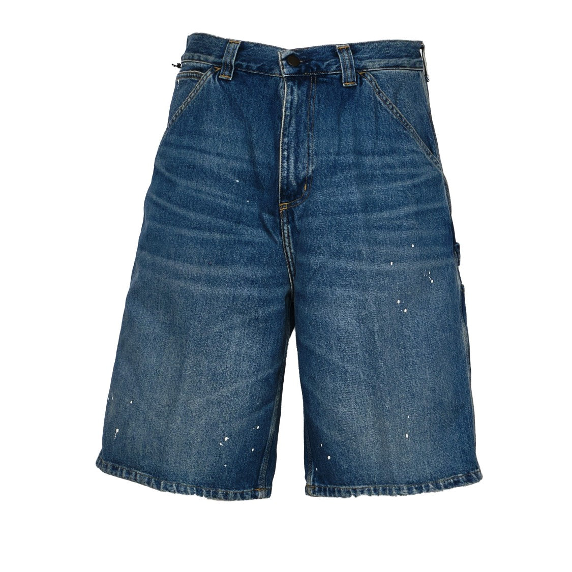 Carhartt Wip Wide-Fit Blue Denim Shorts With Distressed Finish And Tool Pockets
