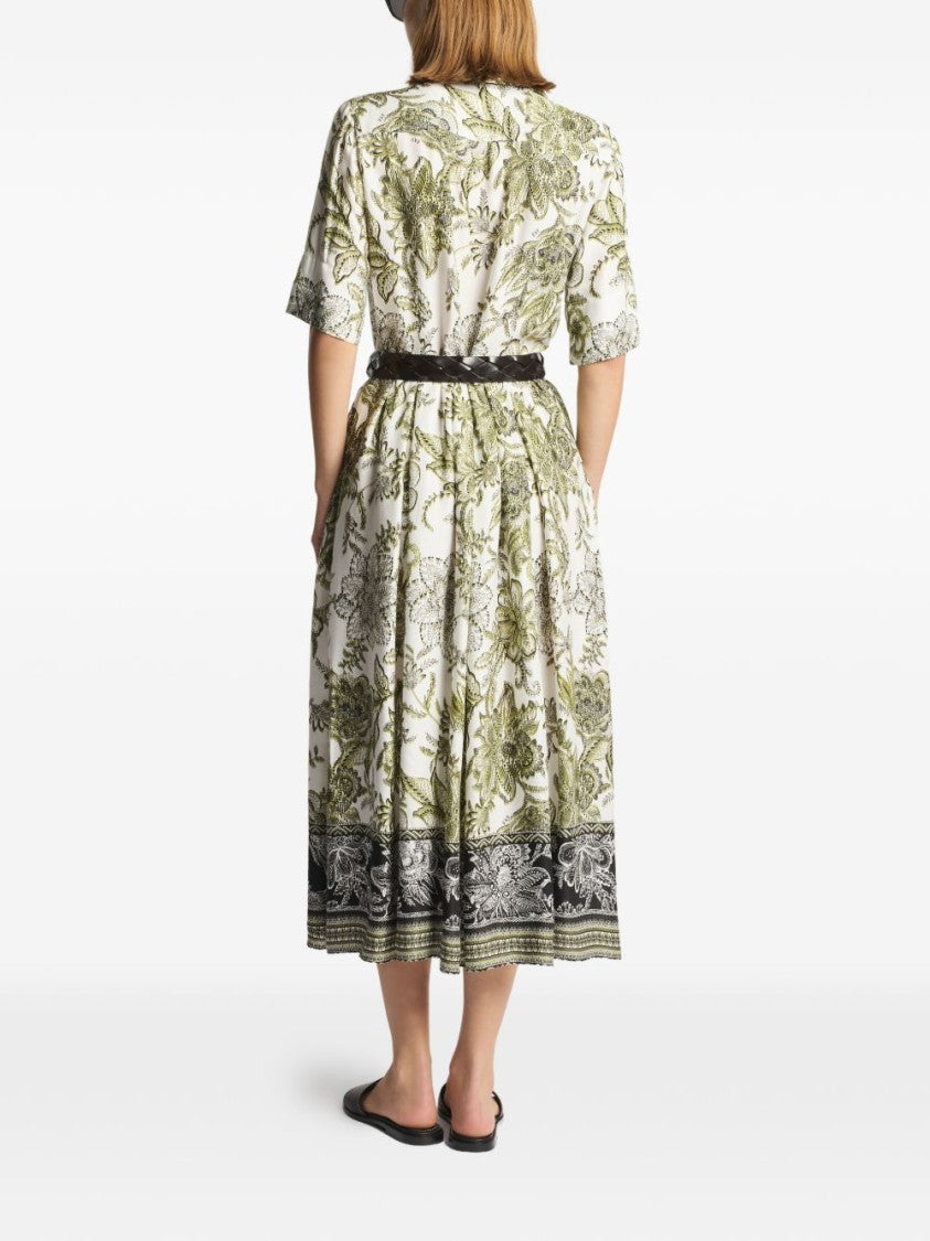 Fay Mid-Length Floral Print Coat With Button Fastening And Structured Silhouette