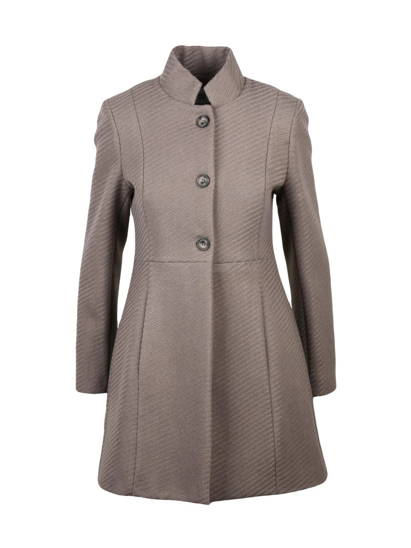 Lakore Turquoise Fitted High-Collar Wool-Blend Coat