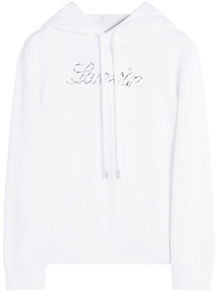Lanvin White Hoodie Logo Manuscrit Sequined Hoodie