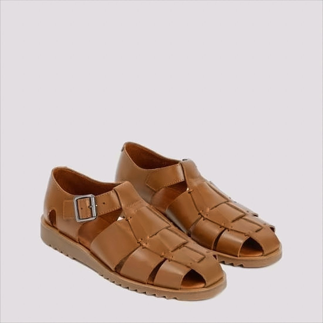 Paraboot Closed-Toe Brown Leather Sandals
