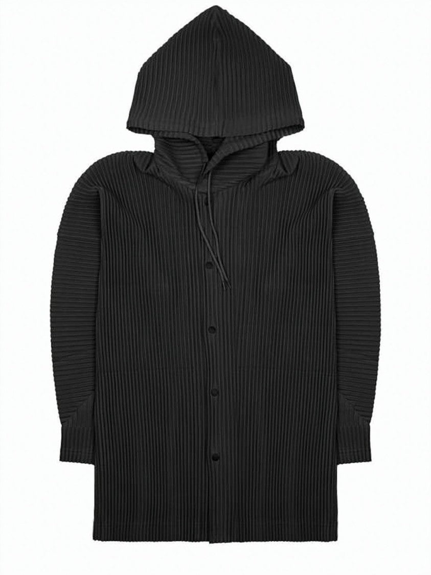 Homme Plissé Issey Miyake Architectural Black Pleated Hoodie