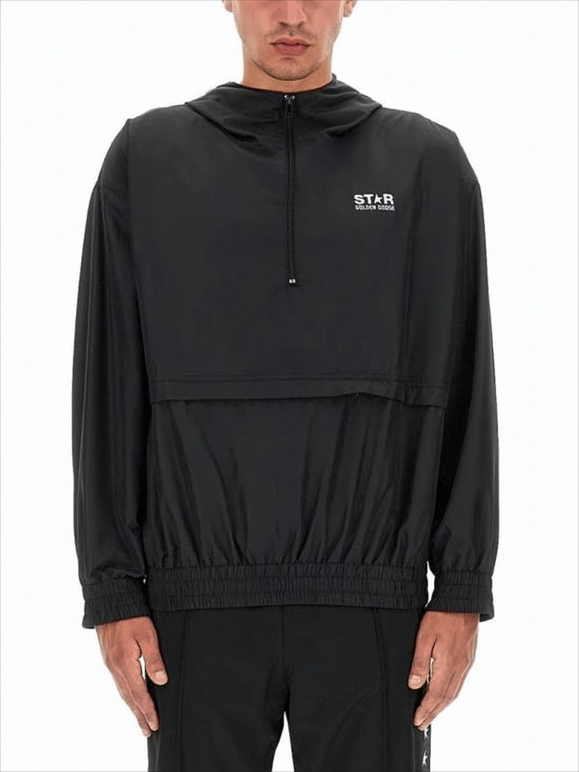 Golden Goose Hooded Pullover With Half-Zip And Logo Detail