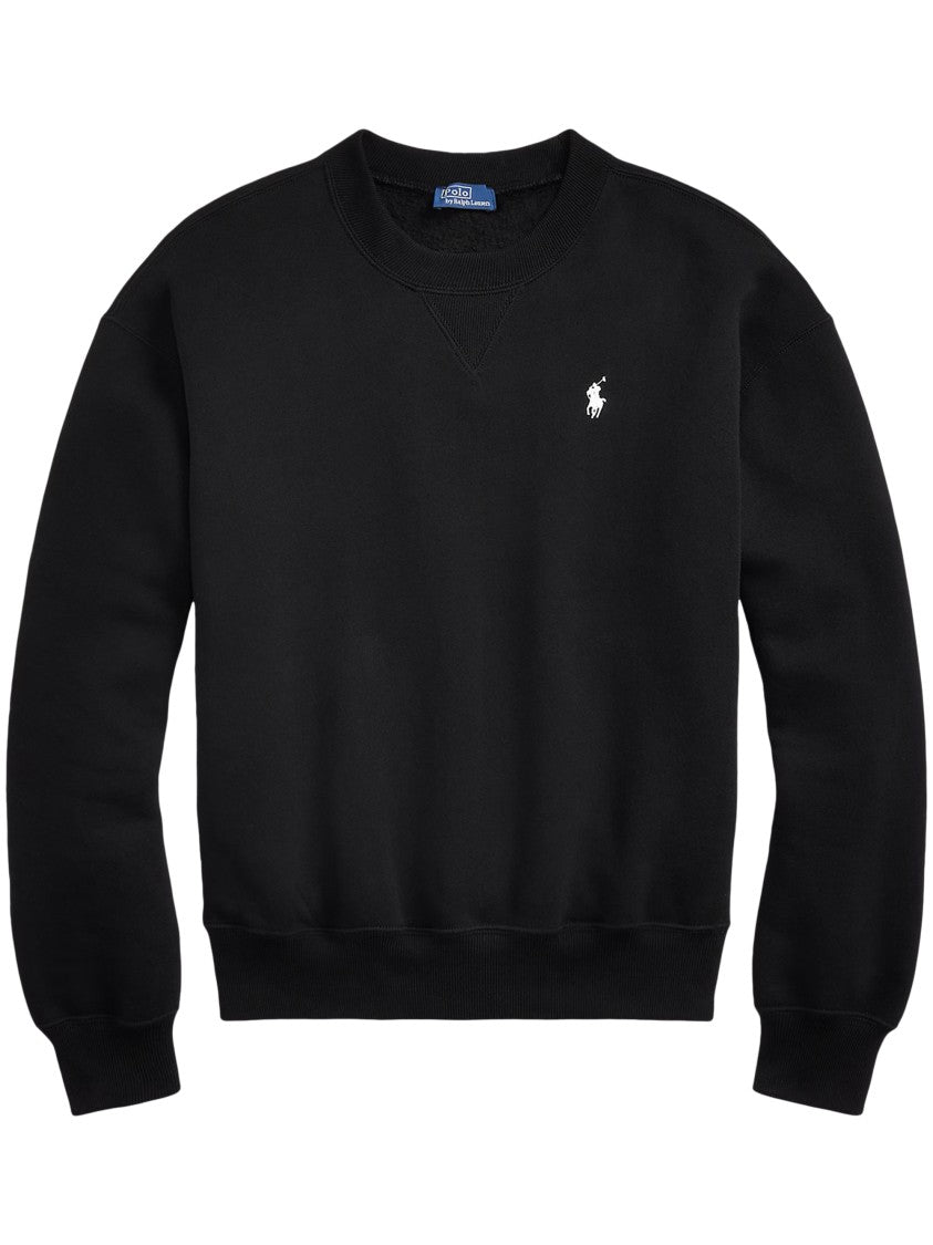 Polo Ralph Lauren Relaxed Fit Black Crewneck Sweater With Subtle Logo