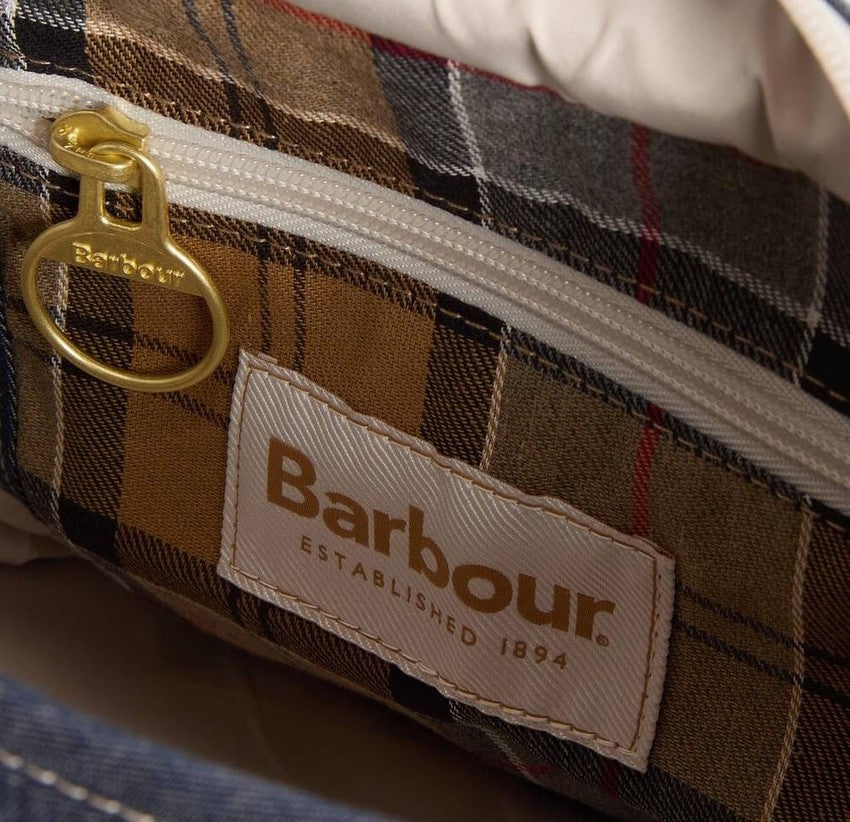 Barbour Denim Handbag With Tartan Accents