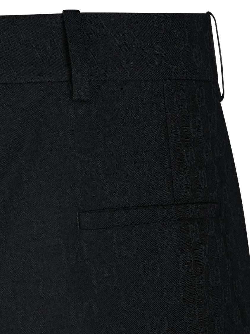 Gucci Black Gg Wool Tailored Pants