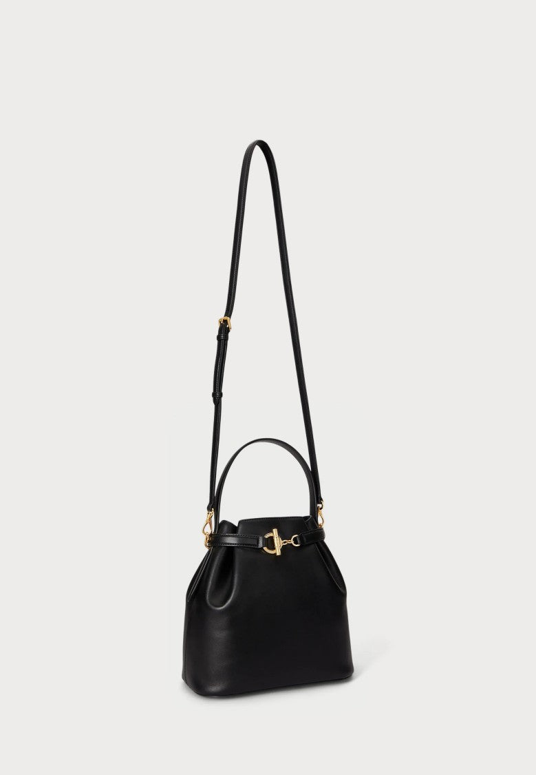 Lauren Ralph Lauren Black Smooth Leather Bucket Bag