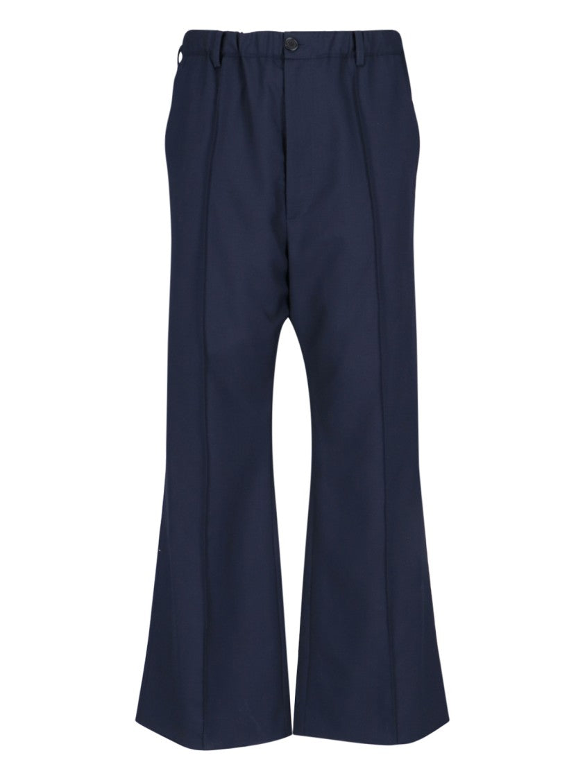 Marni Navy Wool Bootcut Pants