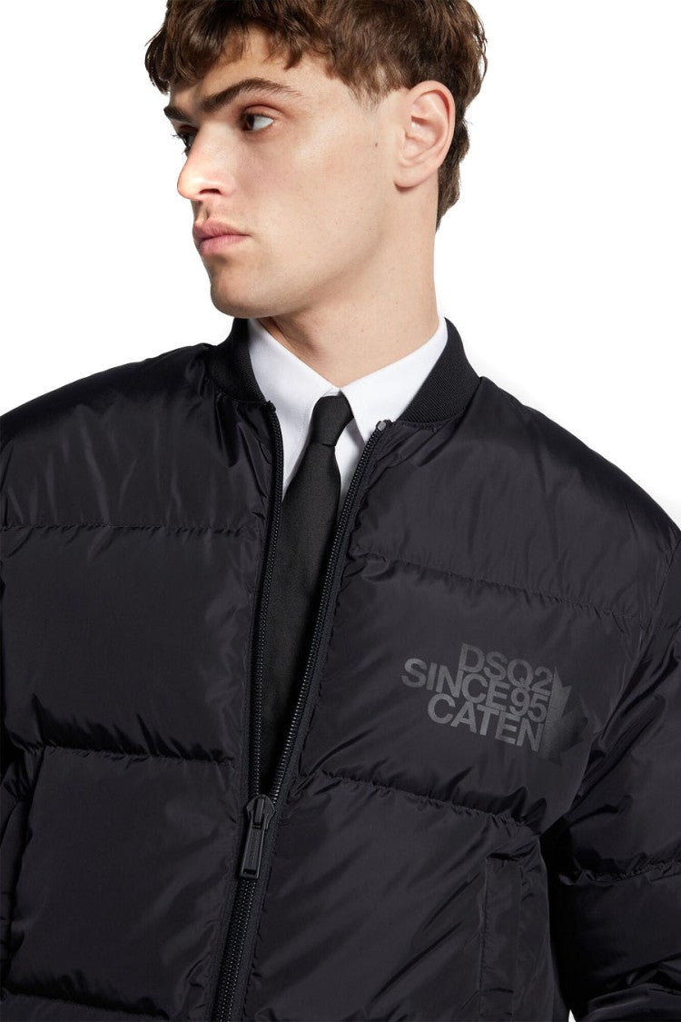 Dsquared2 Black Quilted Padded Embossed Logo Polyamide Bomber Jacket