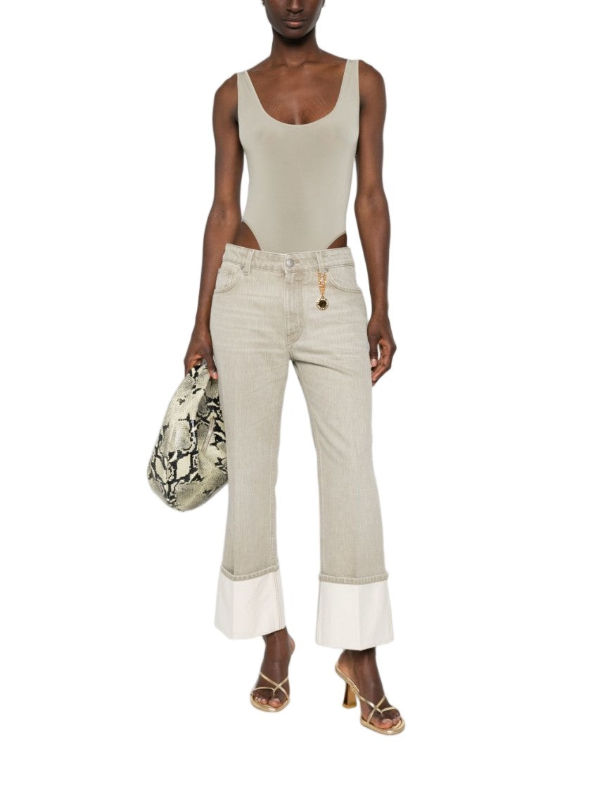 Stella Mccartney Blue Cropped Straight-Leg Wide Cuffs Jeans