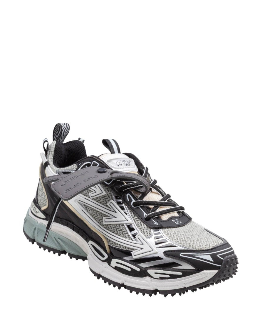 Off-White Mesh And Leather Sneakers With Iconic Arrow Motifs And Strap
