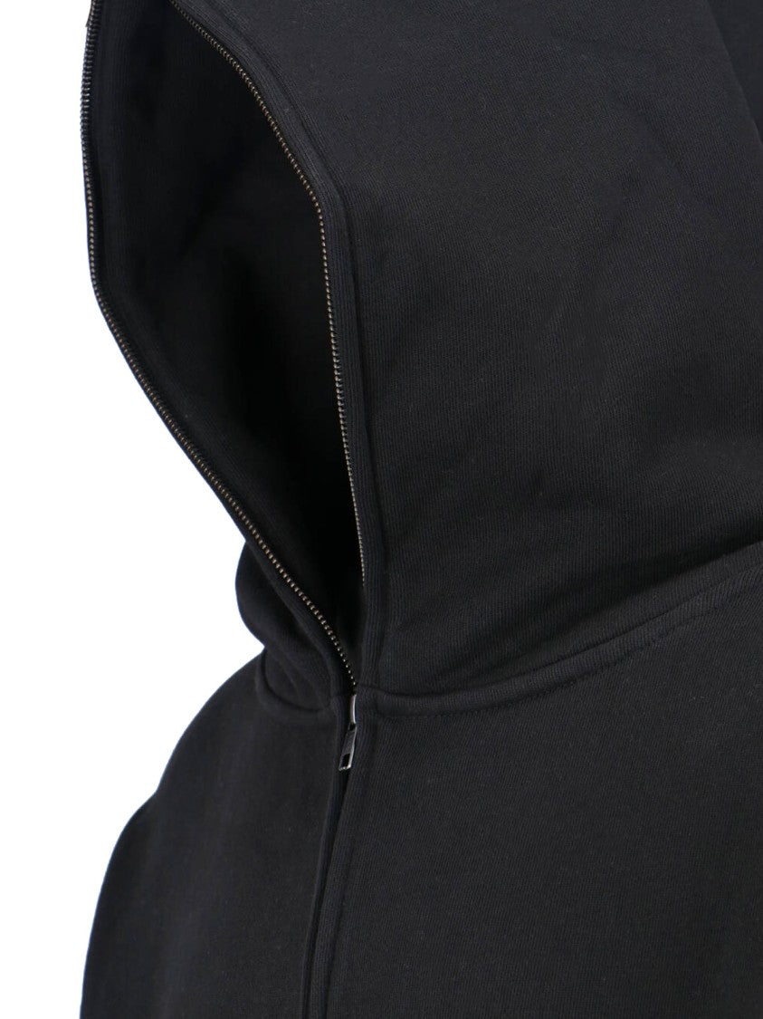 Entire Studios Black Cropped Structured Cotton Hoodie
