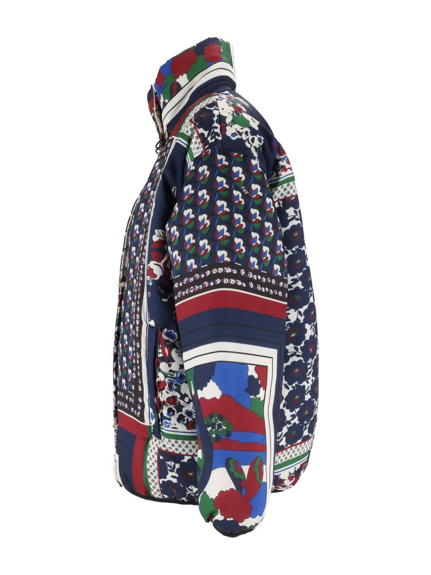 Fay Patchwork Design Padded Bomber Jacket With High Collar