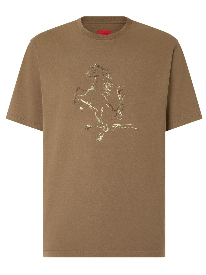 Ferrari Embossed Prancing Horse Cotton T-Shirt