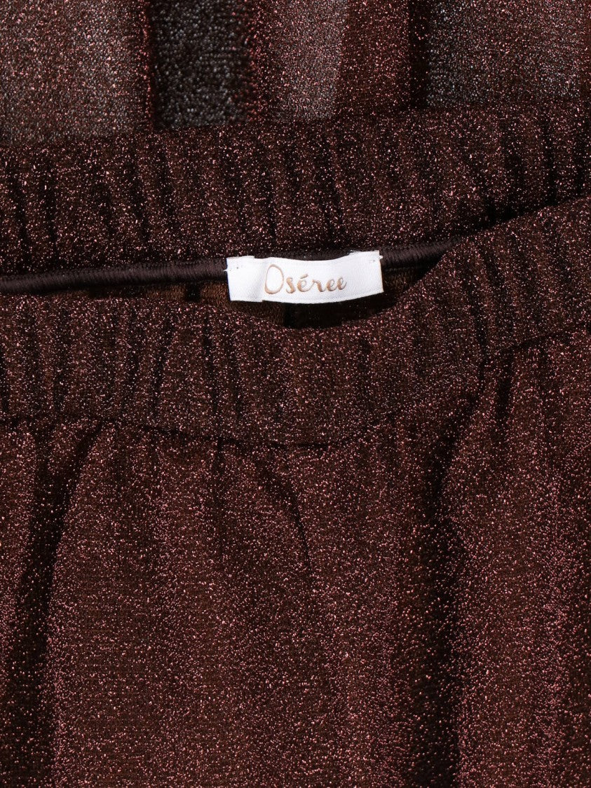 Oséree "Lumière" Trousers In Semi-Transparent Brown Metallic Fabric