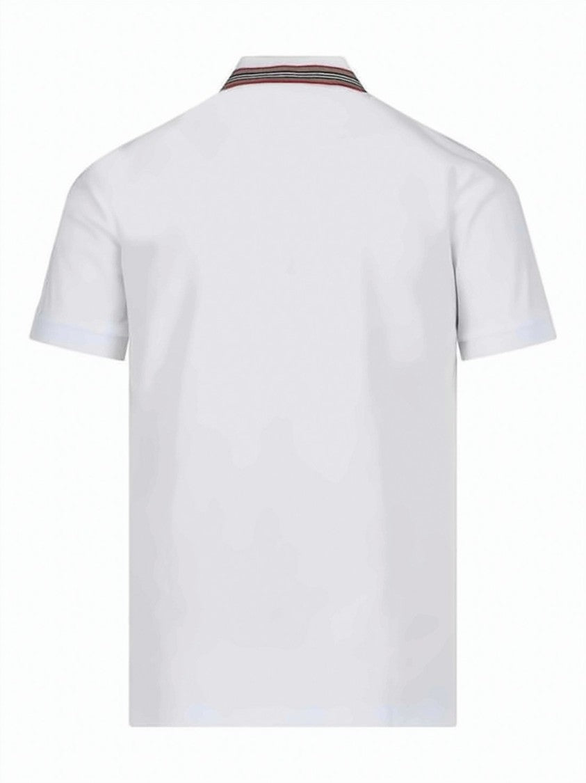 Burberry Short-Sleeve Textured Polo Shirt With Multicolored Collar