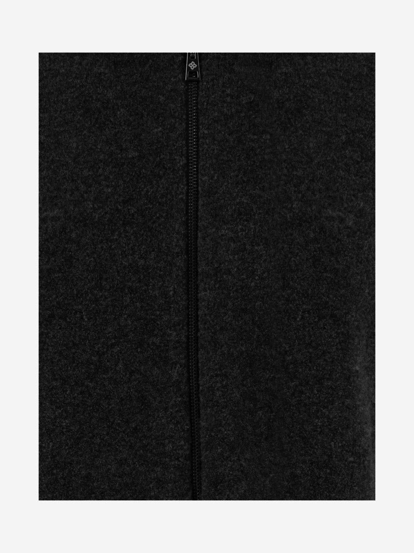 Tagliatore Black Double-Zipper Wool-Cotton Cardigan