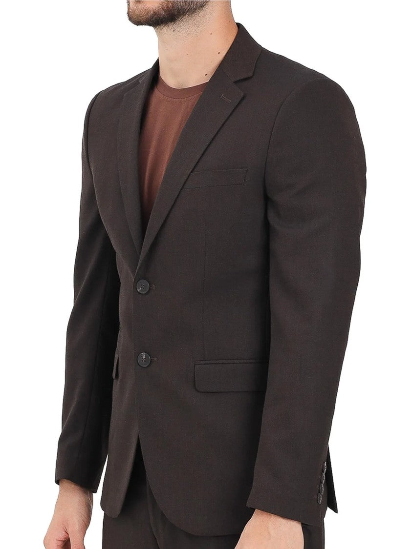 Selected Brown Two-Button Wool-Blend Blazer