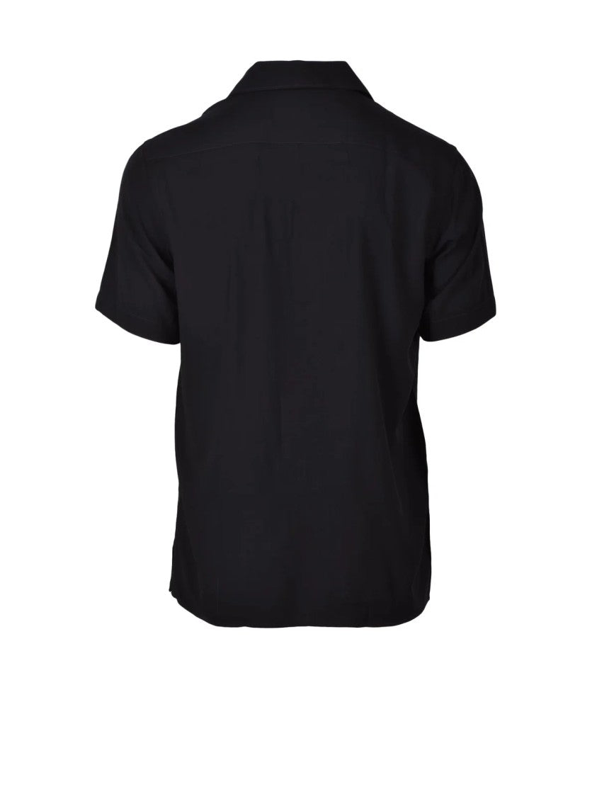Deuxieme Black Fluid Viscose Classic Collar Shirt