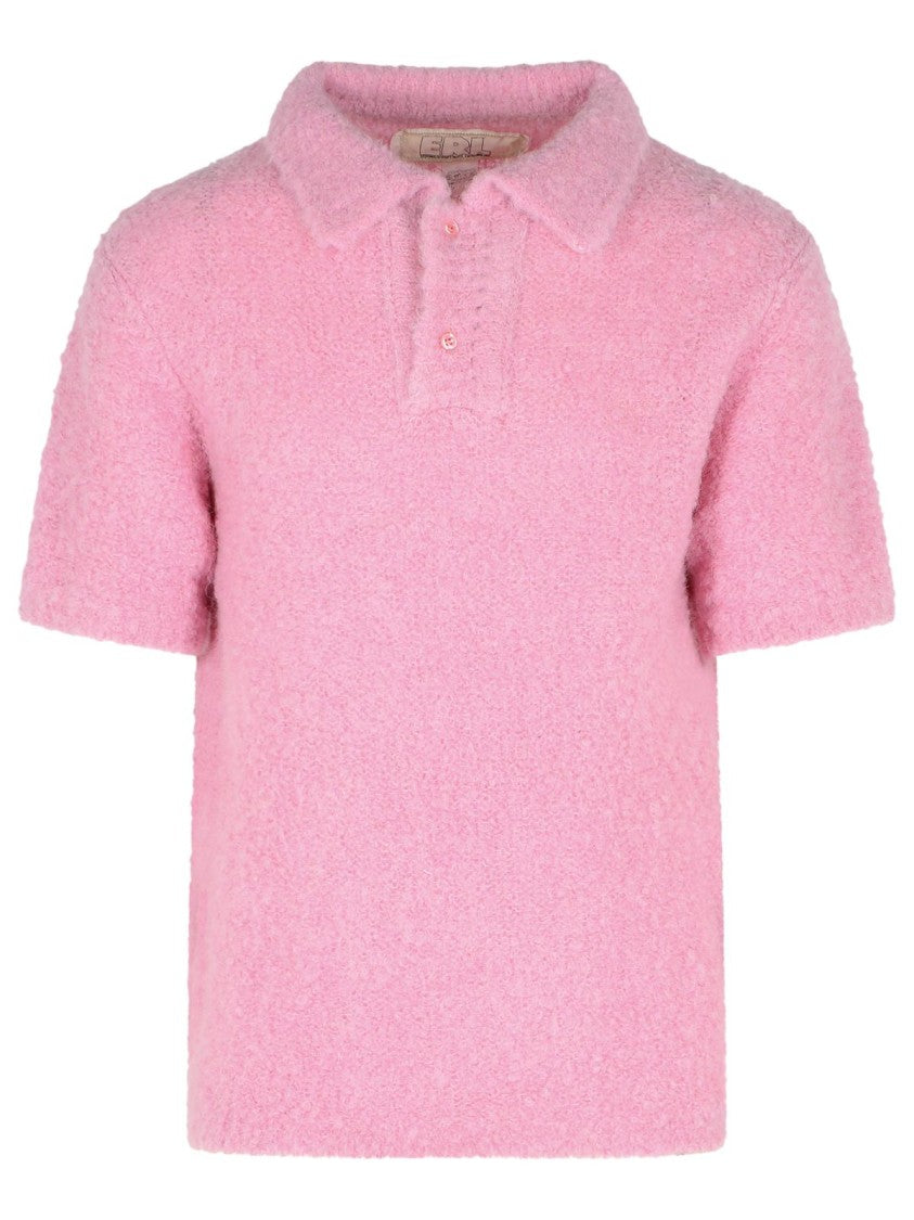 Erl Pink Alpaca Blend Polo Shirt
