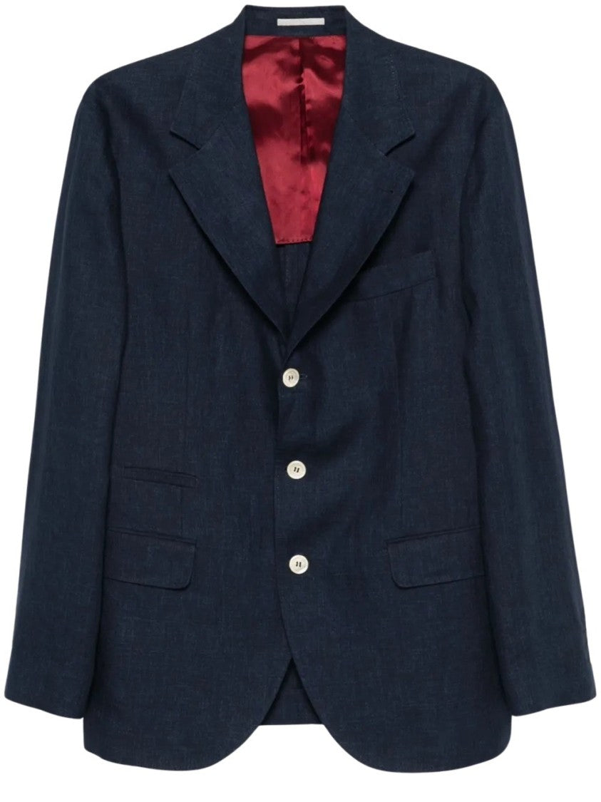 Brunello Cucinelli Navy Deconstructed Jacket With Tailored Silhouette