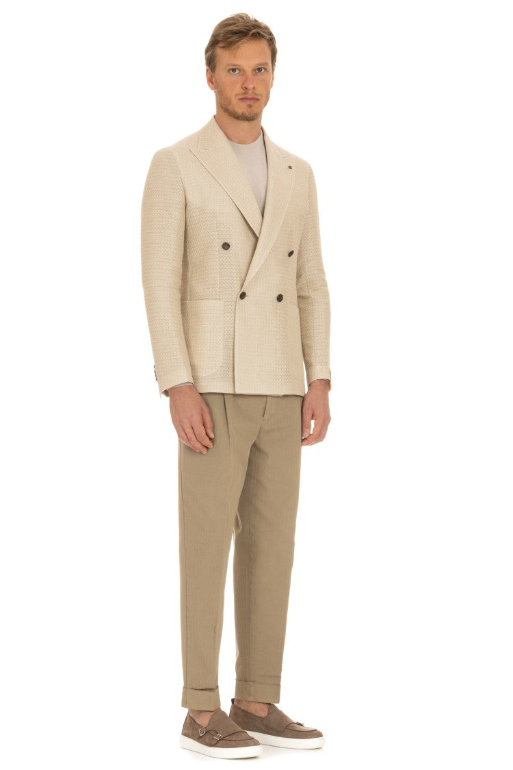 Tagliatore Double-Breasted Jacket Linen-Viscose-Cotton Weston Model