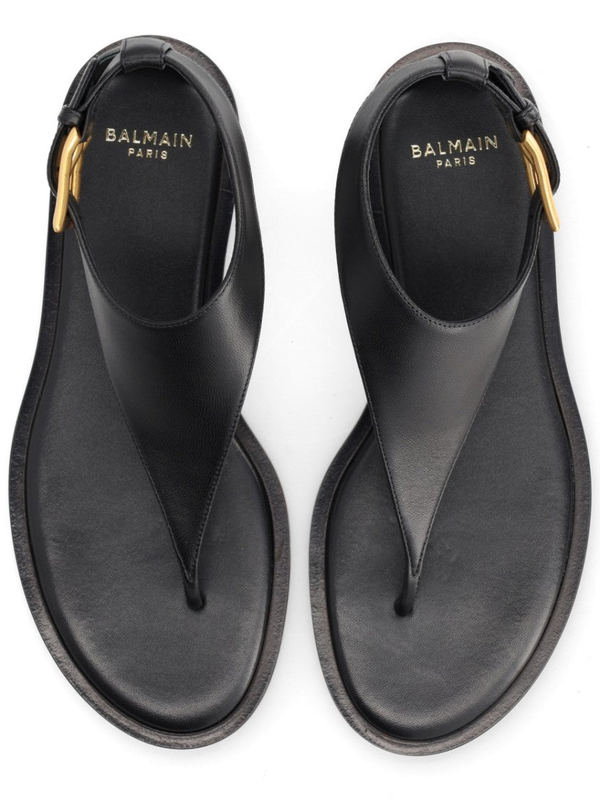 Balmain Flat Sole Ankle Strap Sandals