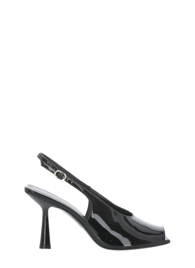 Stuart Weitzman Black Val 85 Polished Leather Slingback