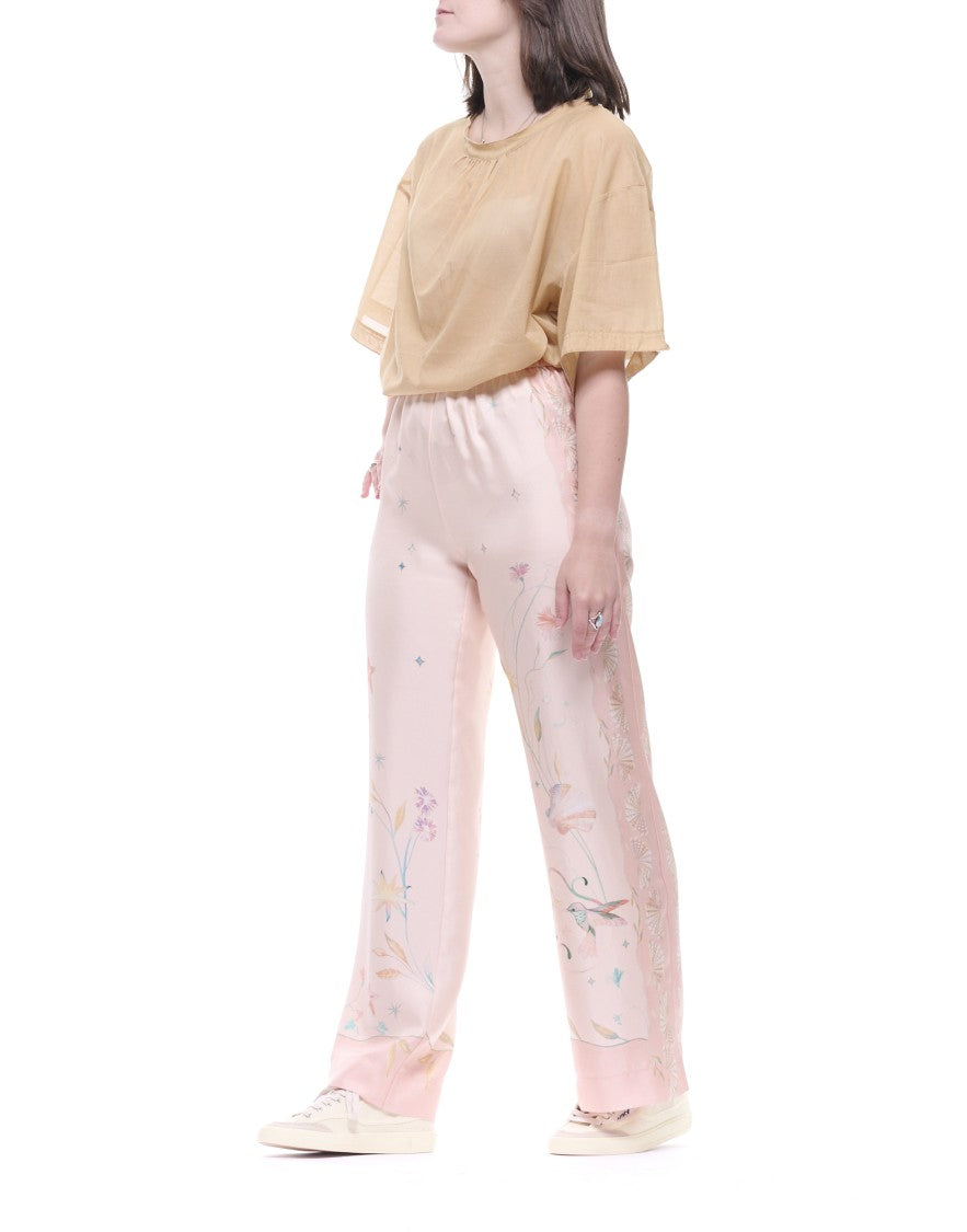 Forte Forte Roseo Pink Wide-Leg Silk Trousers