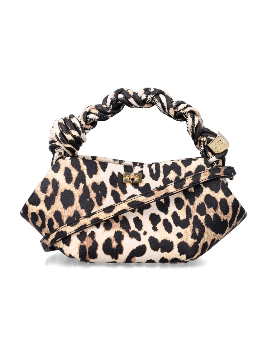 Ganni Mini Bou Grained Leopard Print Bag